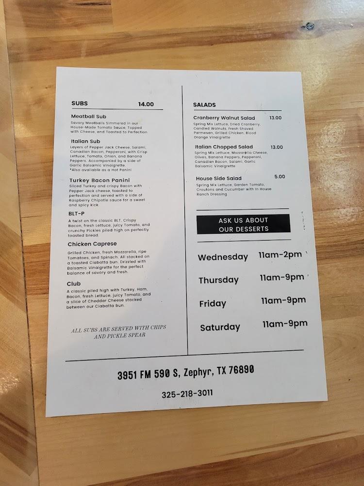 The Mill at Zephyr Menu image 3
